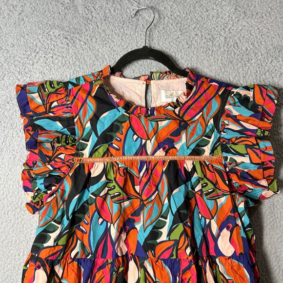Palms Away‎ Dress Womens S Multicolor Short Sleeve Cotton Mini Summer Vacation - Picture 4 of 13